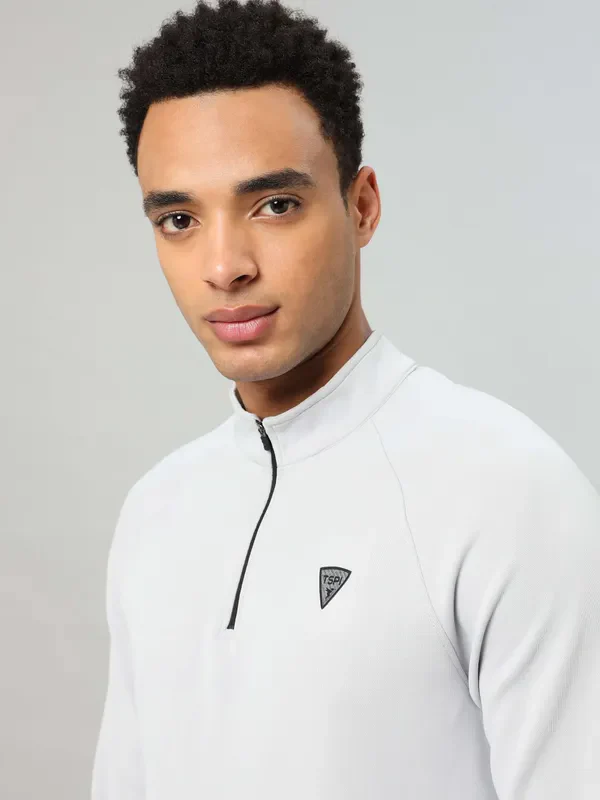 Men Solid Slim Fit Mock Neck Sports Sweatshirt with ELASTO PLUS - Image 6