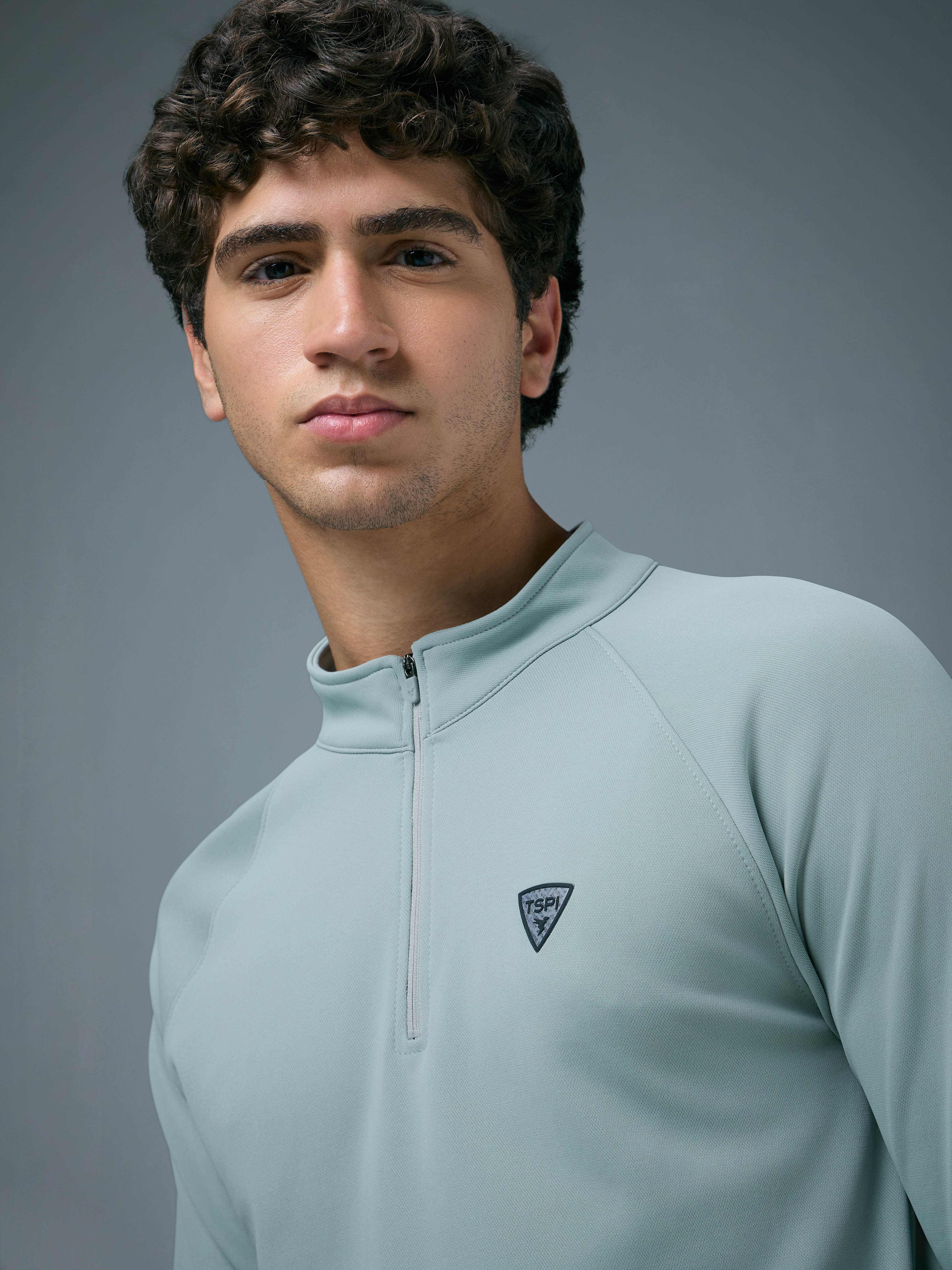 Men Solid Slim Fit Mock Neck Sports Sweatshirt with ELASTO PLUS - Image 6