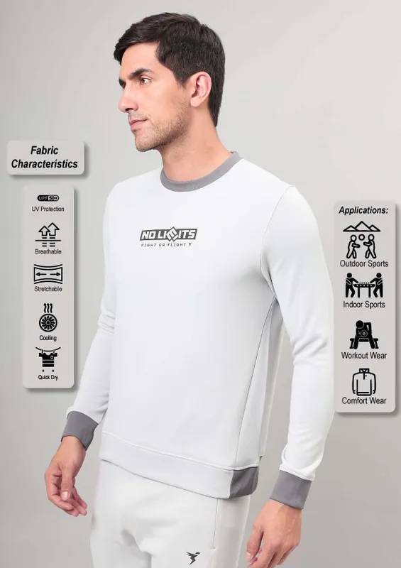 Men Printed Slim Fit Crew Neck Sweatshirt with TECHNO WARM+ - Image 3