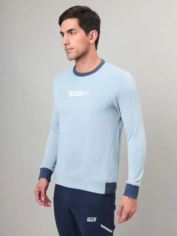 Men Printed Slim Fit Crew Neck Sweatshirt with TECHNO WARM+ - Image 3