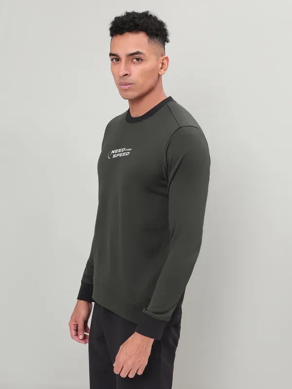 Men Printed Slim Fit Crew Neck Sweatshirt with TECHNO WARM+ - Image 3