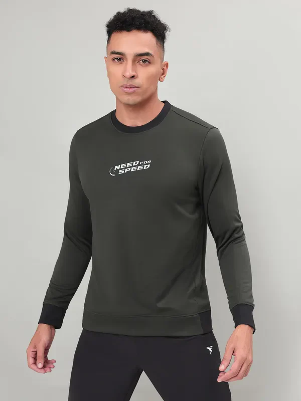 Men Printed Slim Fit Crew Neck Sweatshirt with TECHNO WARM+ - Image 5