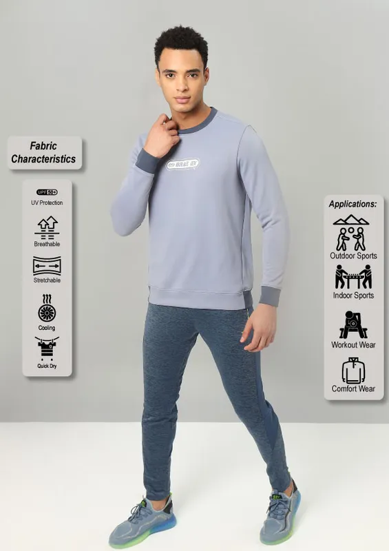 Men Printed Slim Fit Crew Neck Sweatshirt with TECHNO WARM+ - Image 4