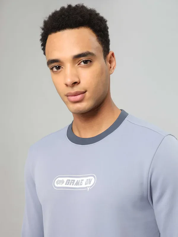 Men Printed Slim Fit Crew Neck Sweatshirt with TECHNO WARM+ - Image 6