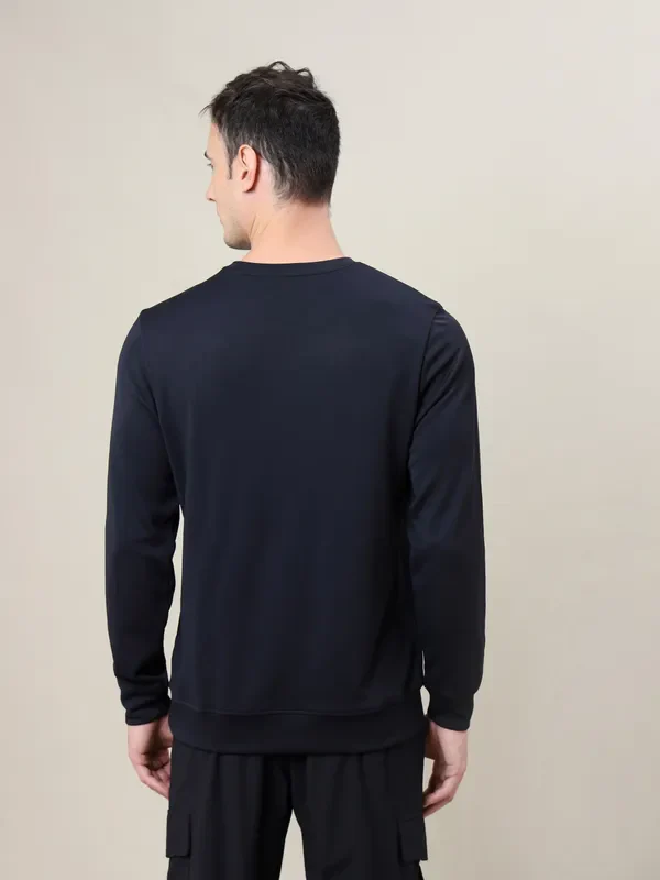 Men Printed Slim Fit Crew Neck Sweatshirt with ELASTO PLUS - Image 2