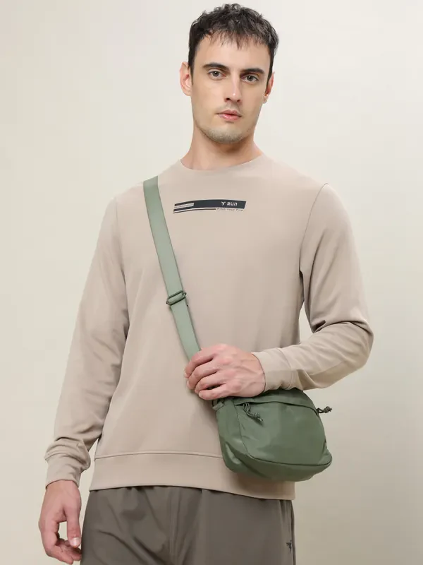 Men Printed Slim Fit Crew Neck Sweatshirt with ELASTO PLUS