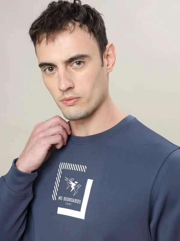 Men Printed Slim Fit Crew Neck Sweatshirt with ELASTO PLUS - Image 6