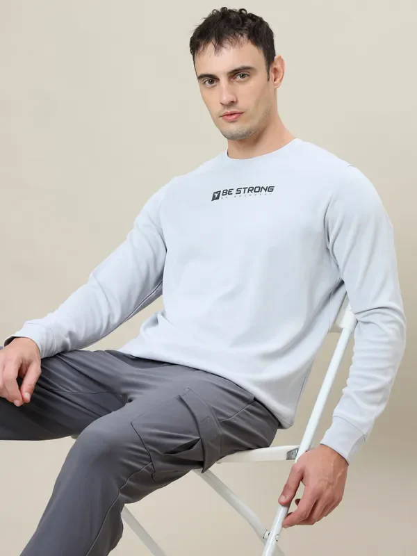 Men Printed Slim Fit Crew Neck Sweatshirt with ELASTO PLUS