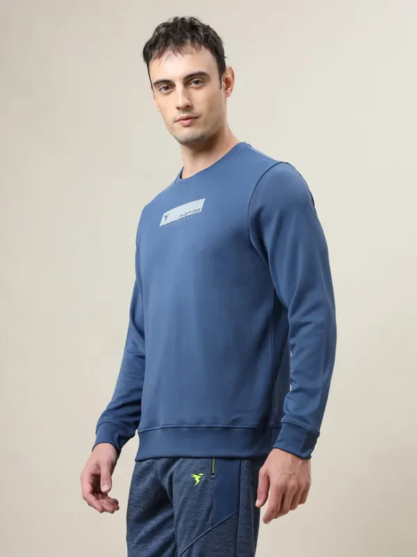 Men Printed Slim Fit Crew Neck Sweatshirt with ELASTO PLUS - Image 3