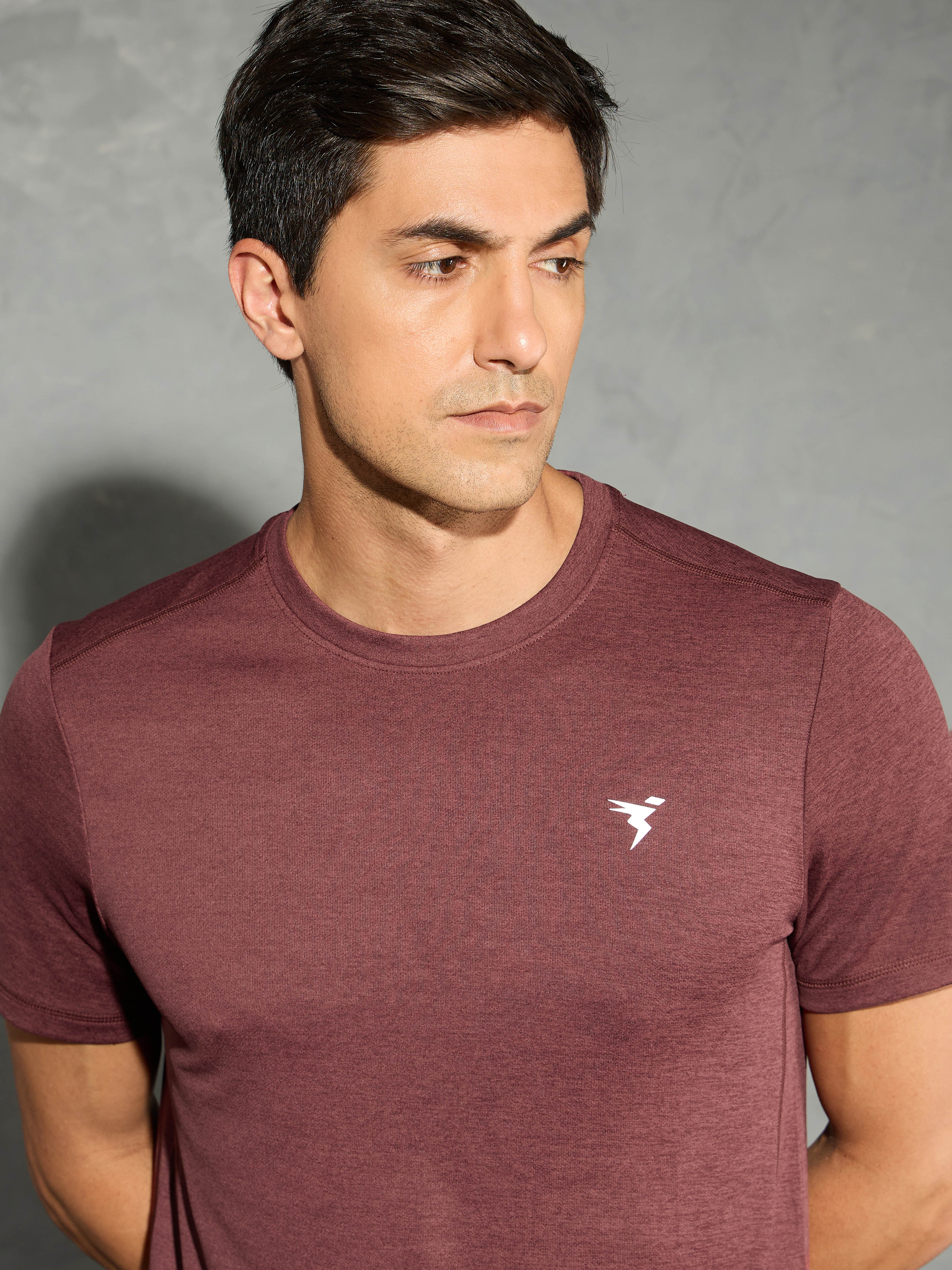 Men Solid Slim Fit Crew Neck T-shirt with DOUBLE COOL - Image 6