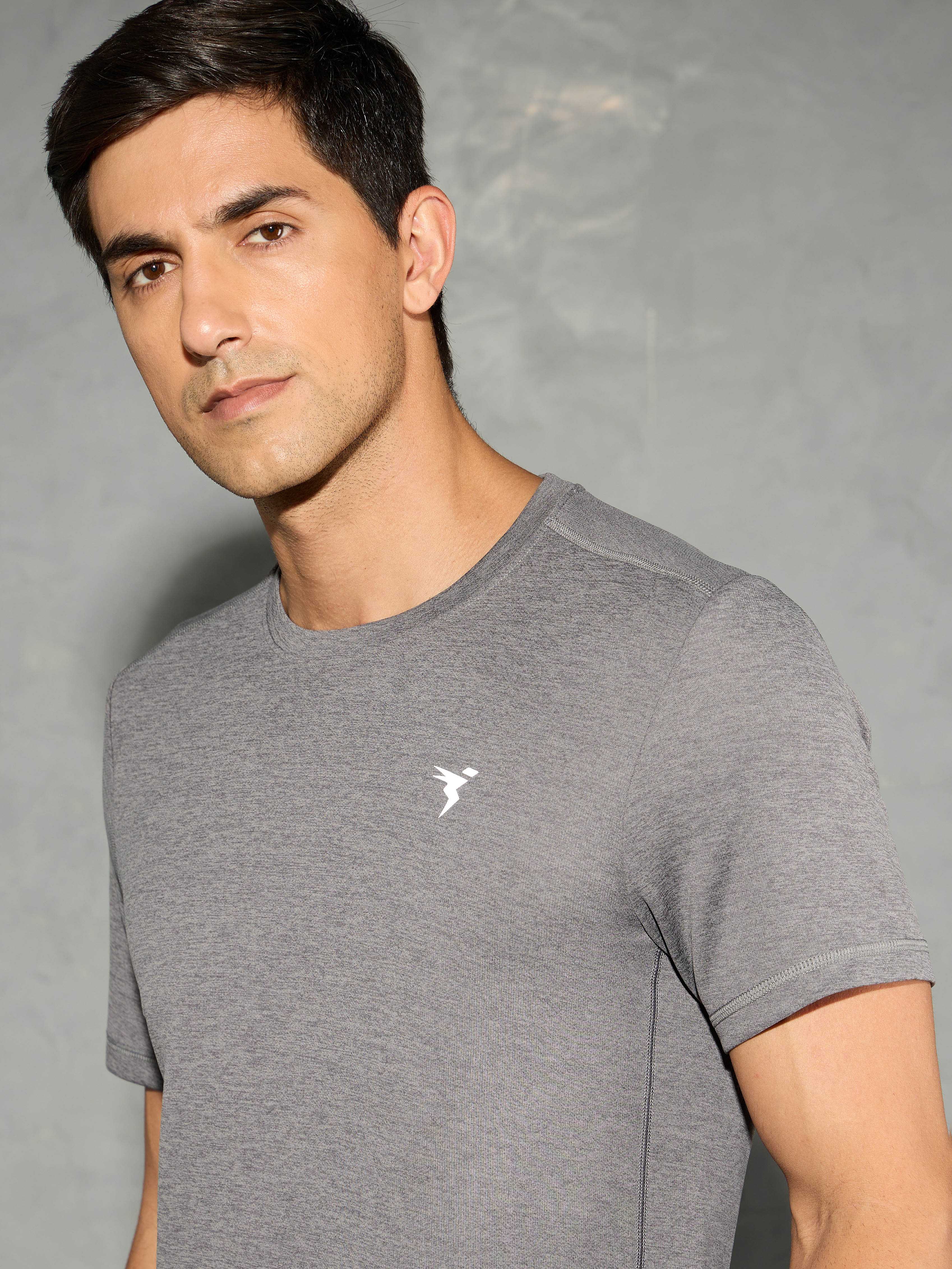 Men Solid Slim Fit Crew Neck T-shirt with DOUBLE COOL - Image 6