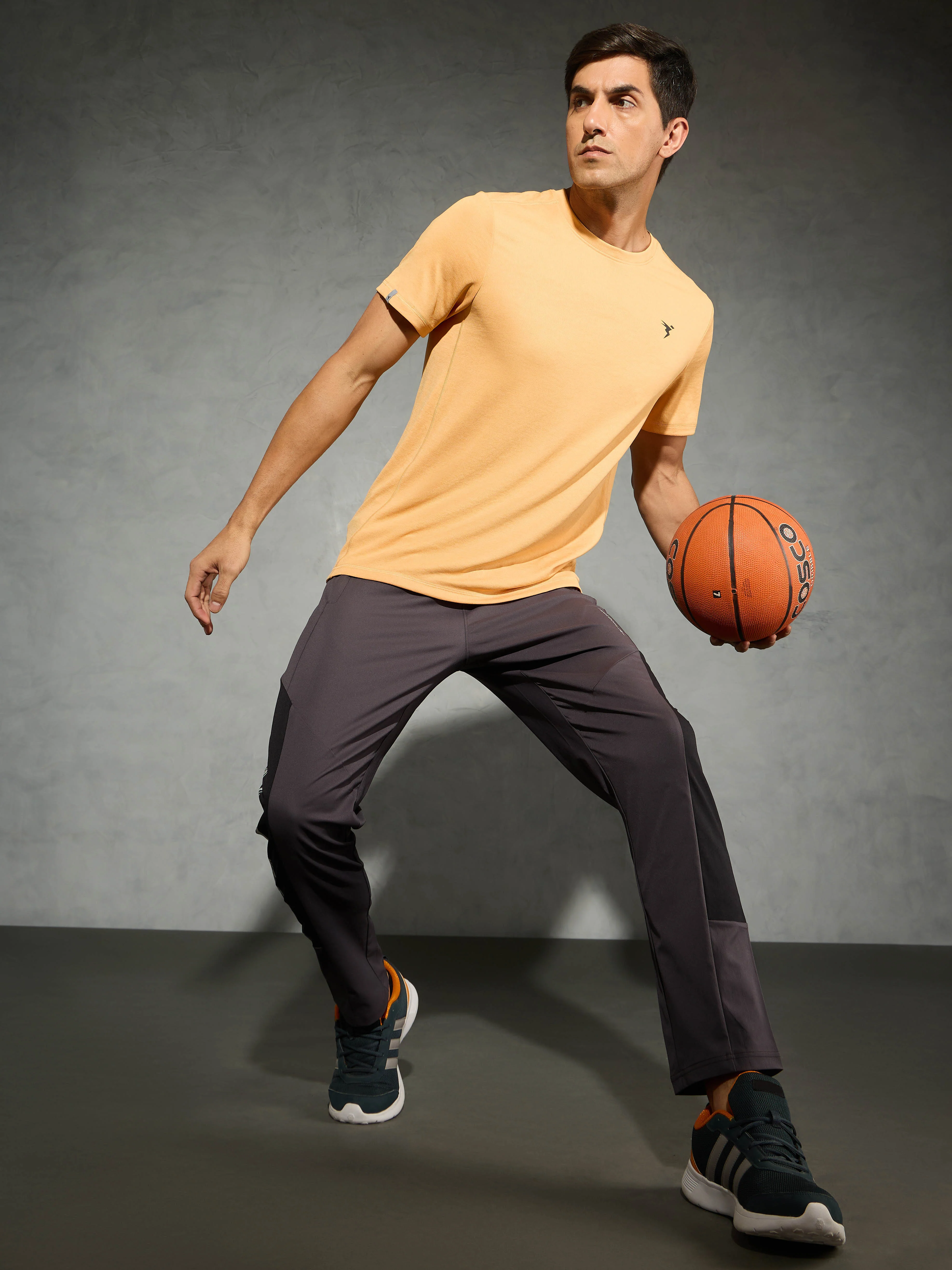 Men Solid Slim Fit Crew Neck T-shirt with DOUBLE COOL - Image 5