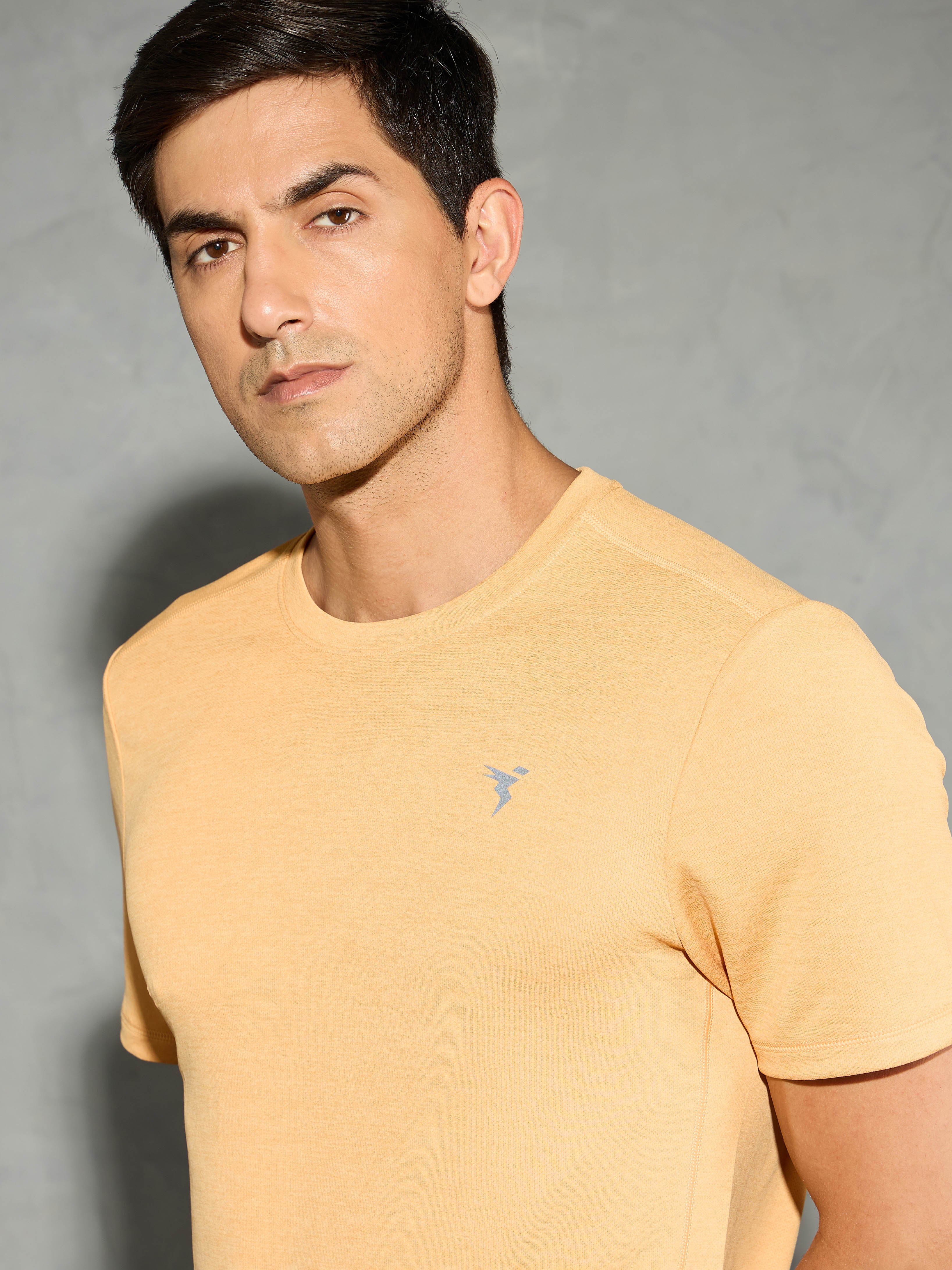 Men Solid Slim Fit Crew Neck T-shirt with DOUBLE COOL - Image 6
