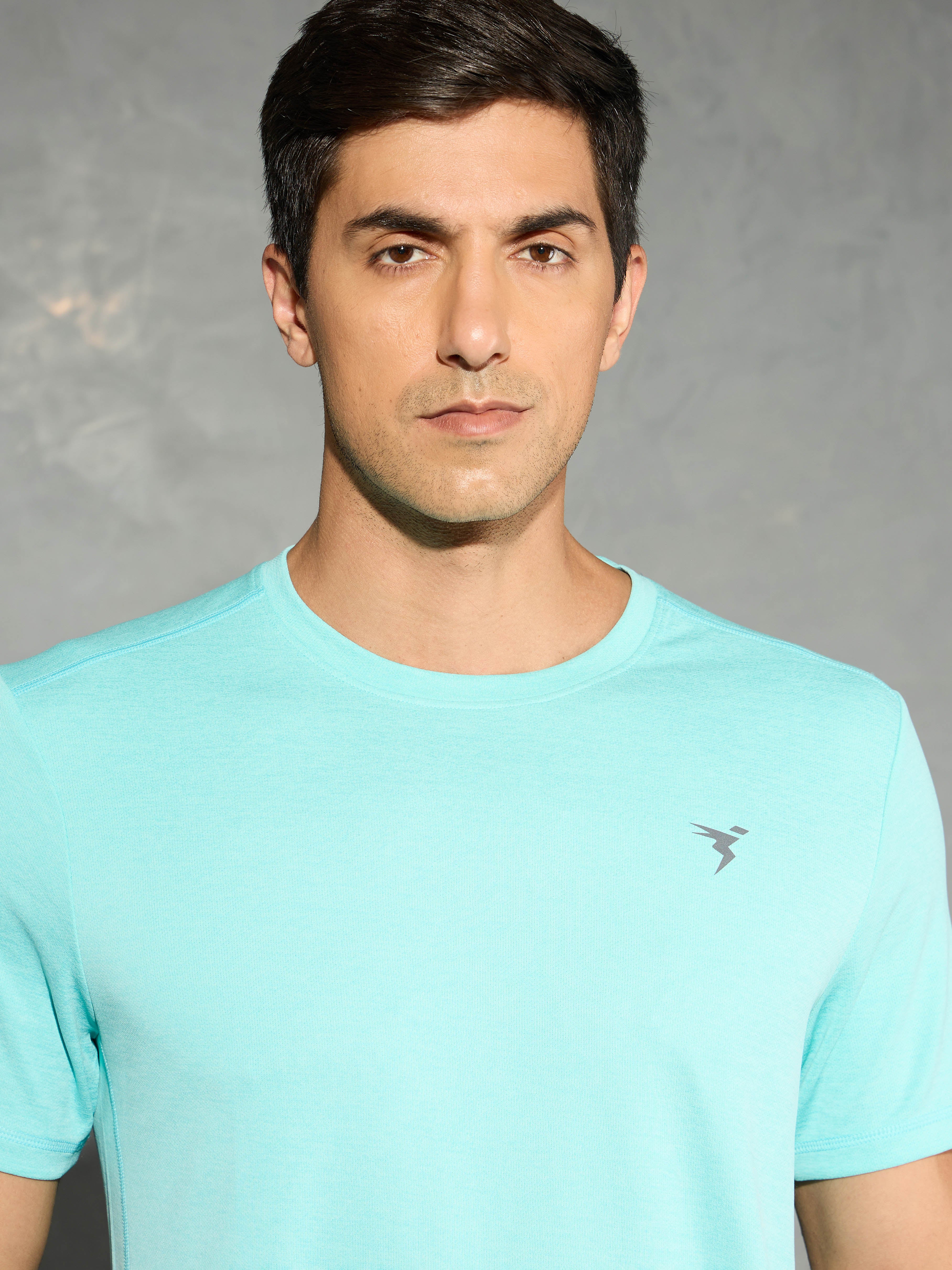 Men Solid Slim Fit Crew Neck T-shirt with DOUBLE COOL - Image 6
