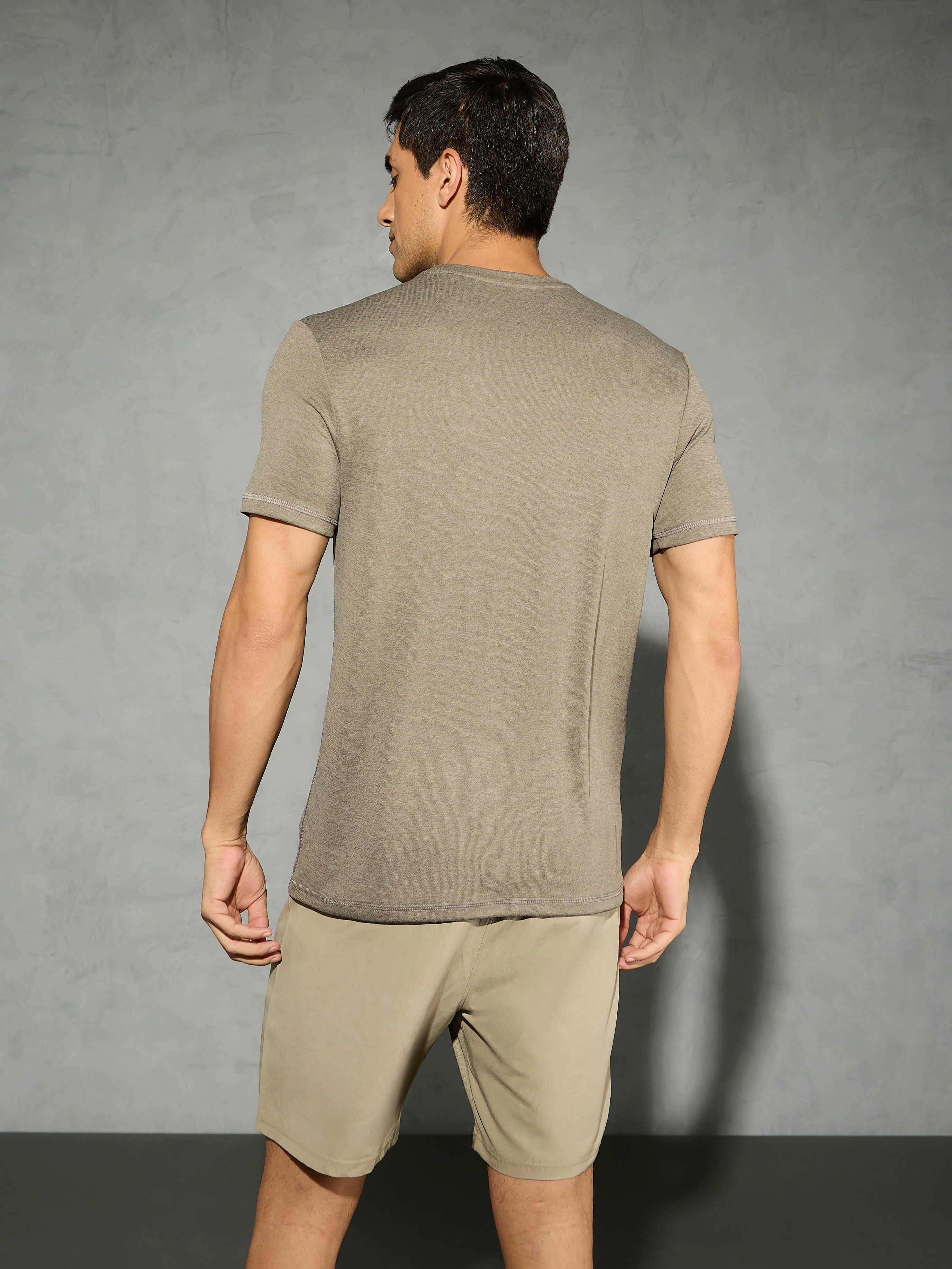 Men Solid Slim Fit Crew Neck T-shirt with DOUBLE COOL - Image 3