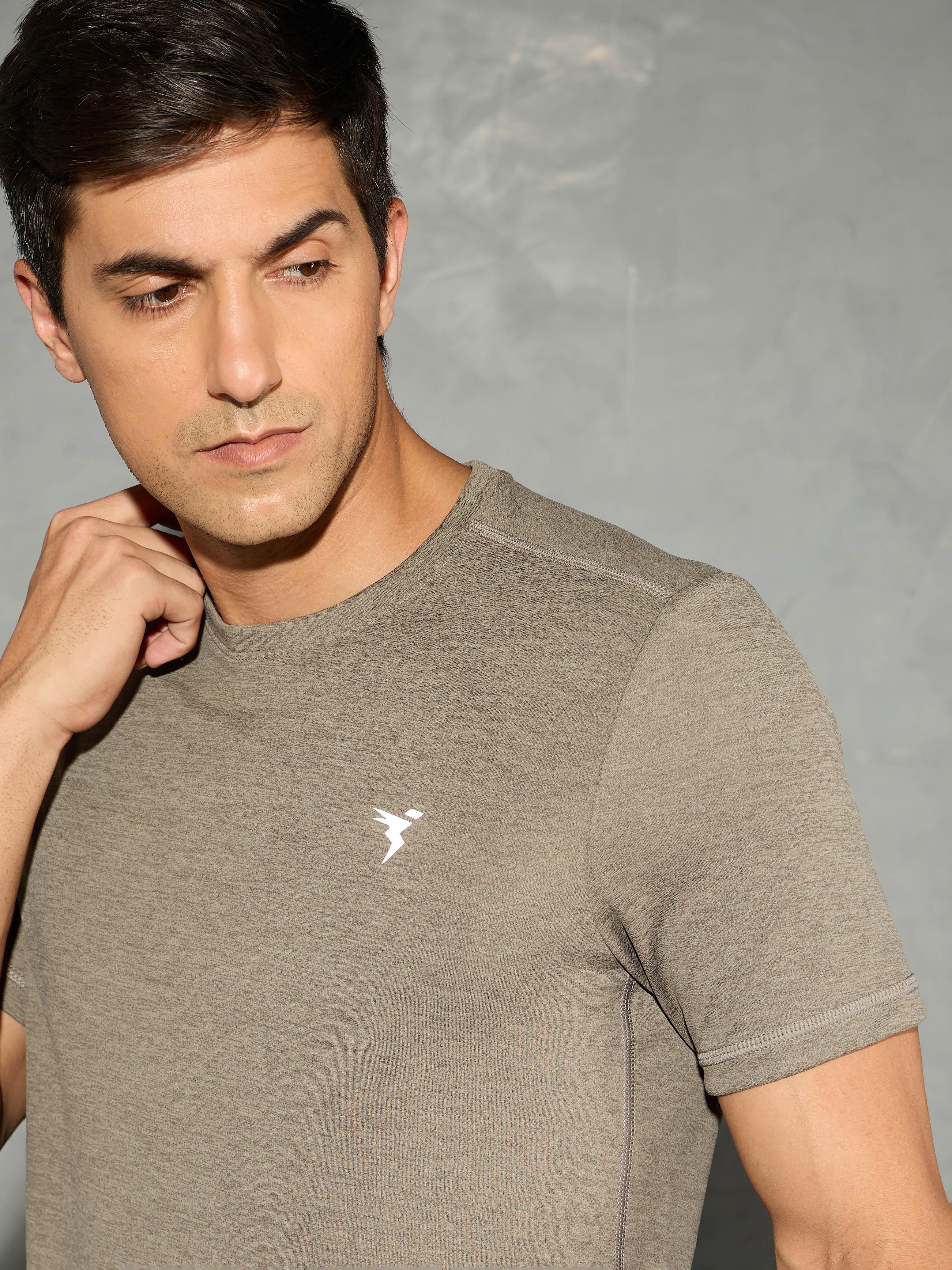 Men Solid Slim Fit Crew Neck T-shirt with DOUBLE COOL - Image 6