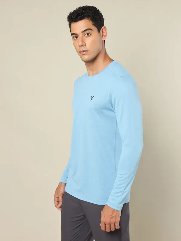 Men Melange Slim Fit Crew Neck T-shirt with DOUBLE COOL - Image 5