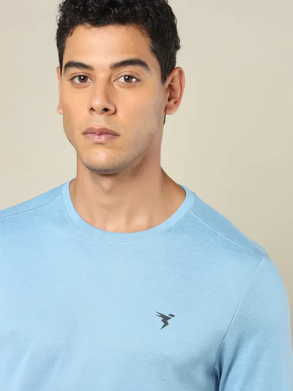Men Melange Slim Fit Crew Neck T-shirt with DOUBLE COOL - Image 6