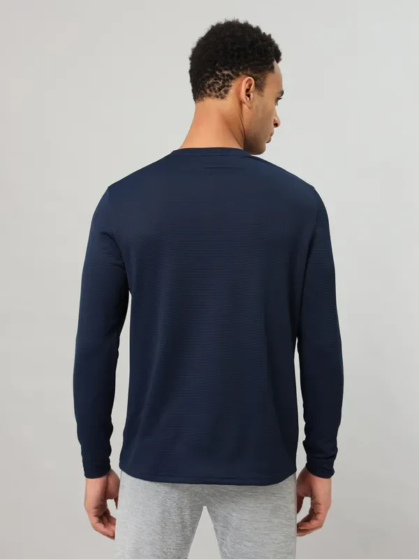 Men Self Design Slim Fit Henley Neck T-shirt with MATPIQ - Image 2