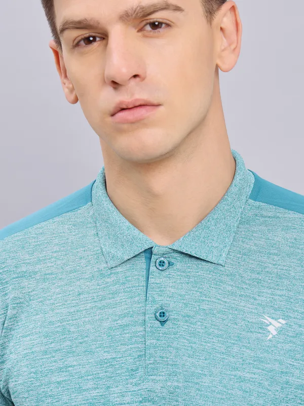 Men Melange Slim Fit Polo T-shirt with DOUBLE COOL - Image 6