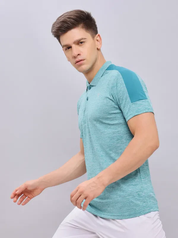 Men Melange Slim Fit Polo T-shirt with DOUBLE COOL - Image 8