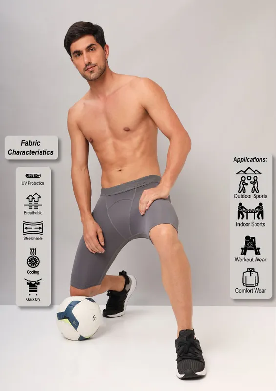 Men Solid Slim Fit Compression Tights with ELASTO LITE - Image 4