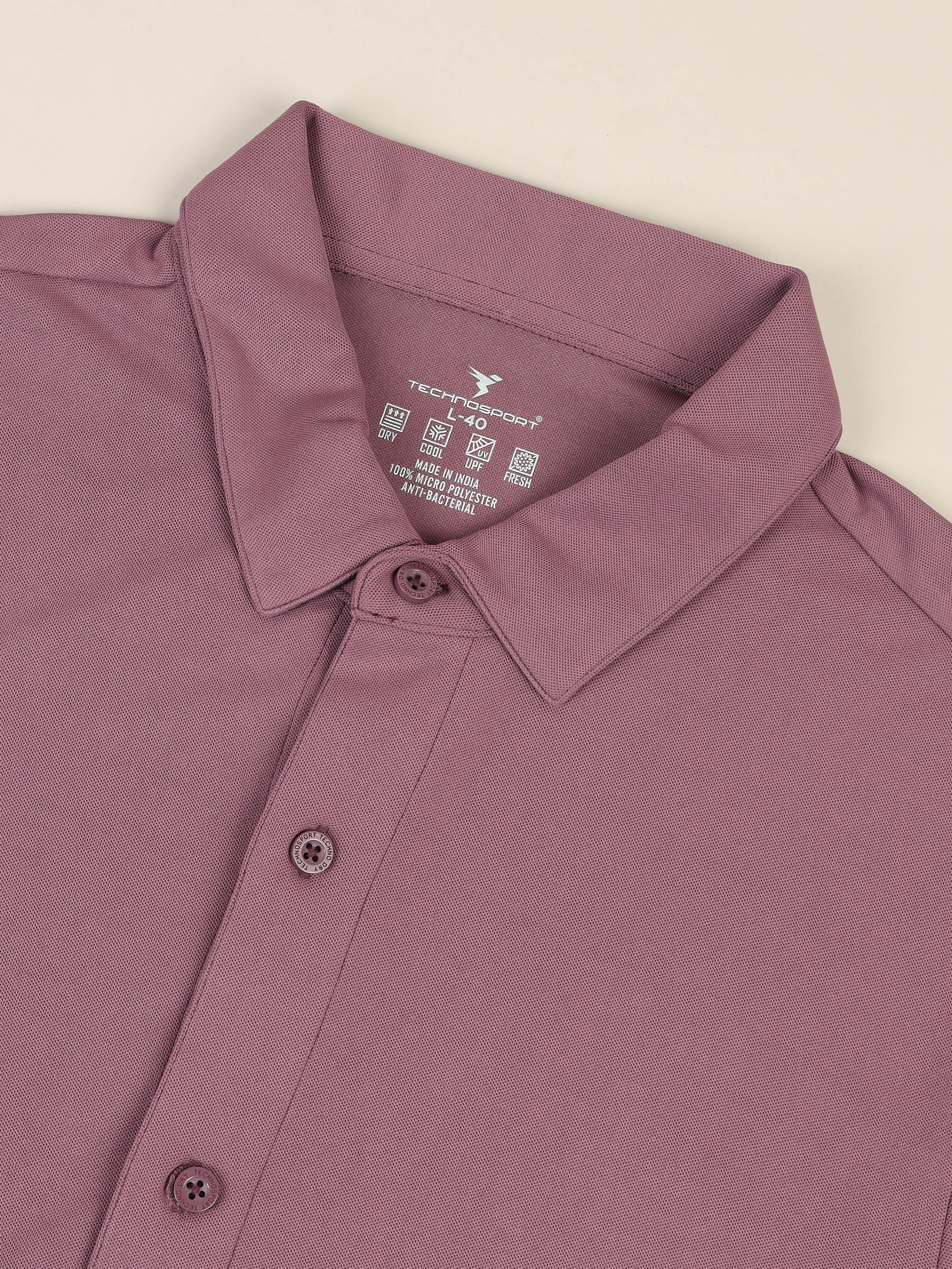 Men Solid Regular Fit Spread Collar Shirt with TECHNO COOL+ - Image 6