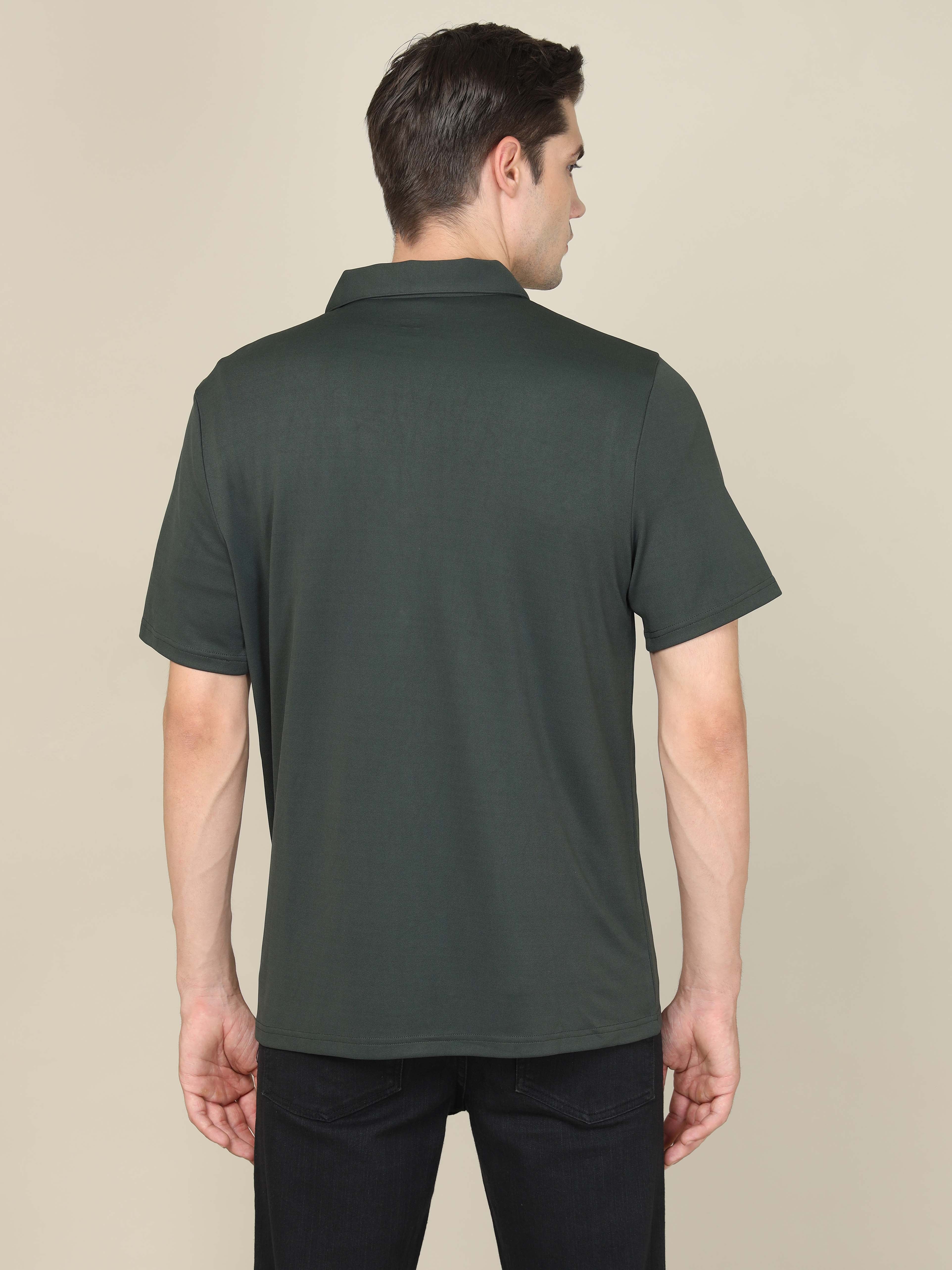 Men Solid Regular Fit Spread Collar Shirt with TECHNO COOL+ - Image 3