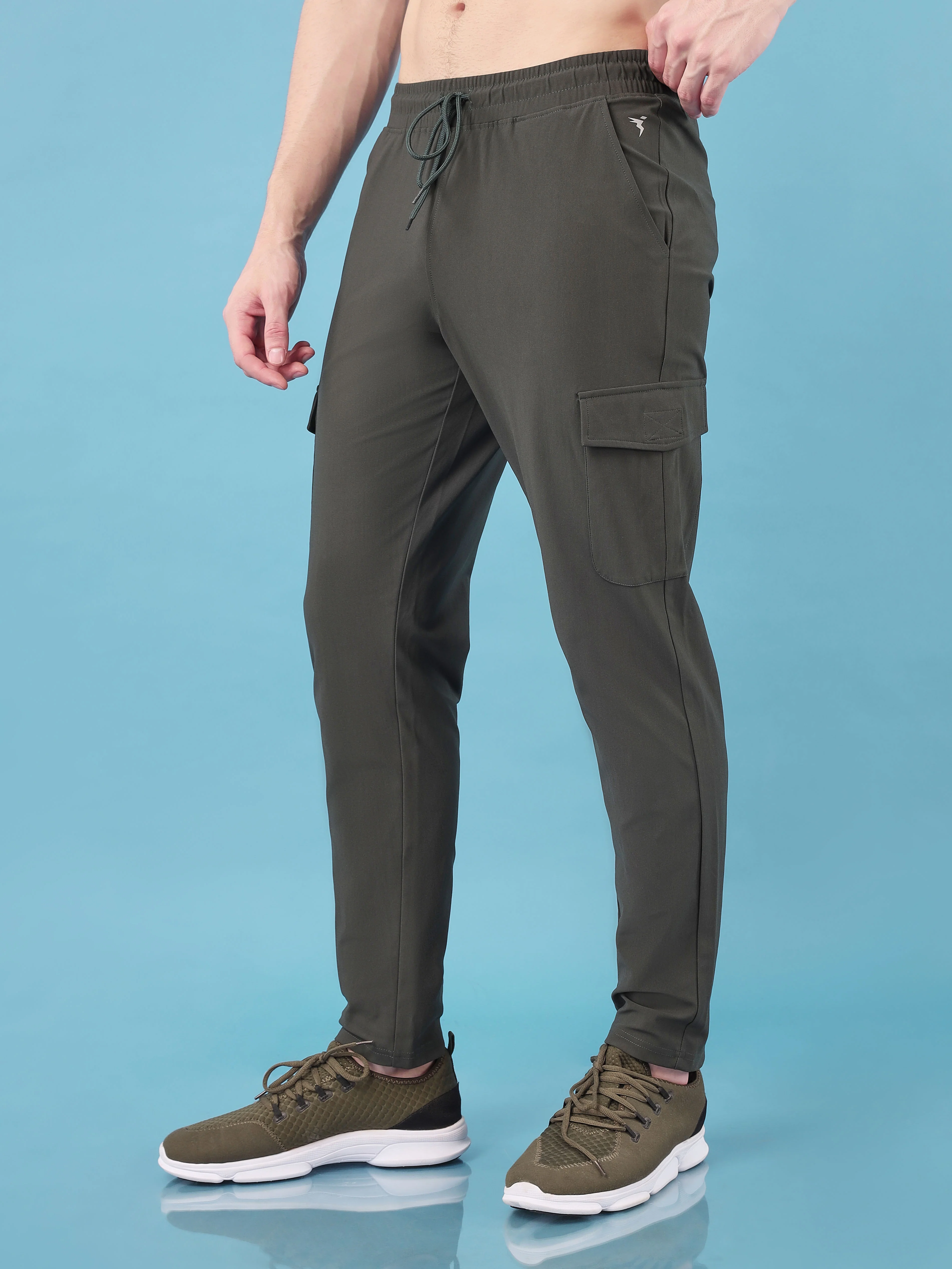 Men Solid Relax Fit Cargo Trackpants with DURACOOL+ - Image 3