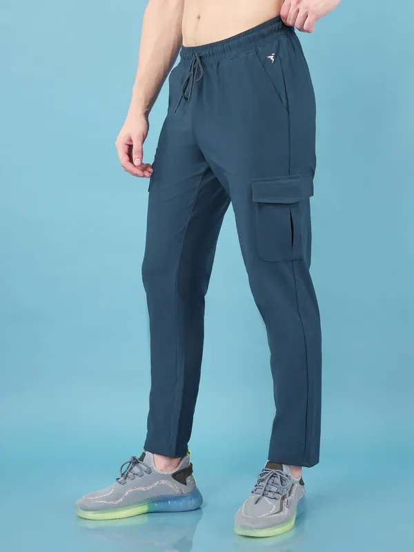 Men Solid Relax Fit Cargo Trackpants with DURACOOL+ - Image 3