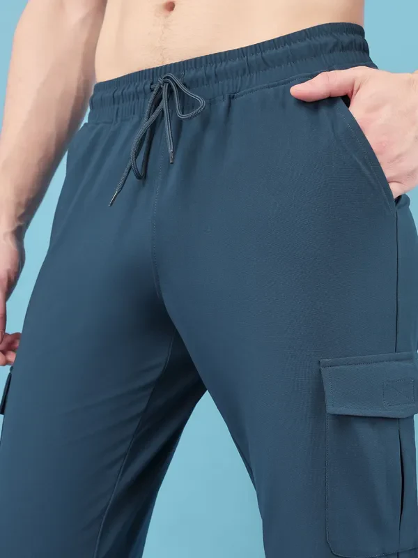 Men Solid Relax Fit Cargo Trackpants with DURACOOL+ - Image 6
