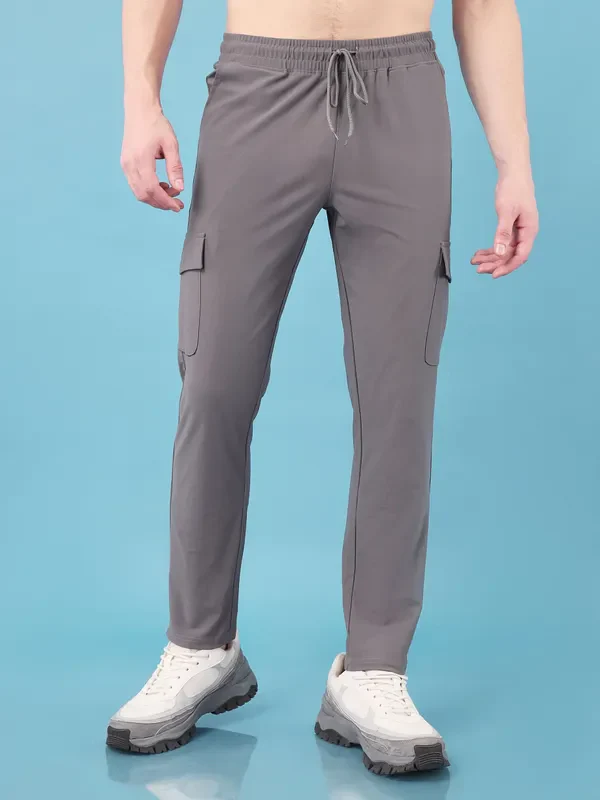 Men Solid Relax Fit Cargo Trackpants with DURACOOL+ - Image 3