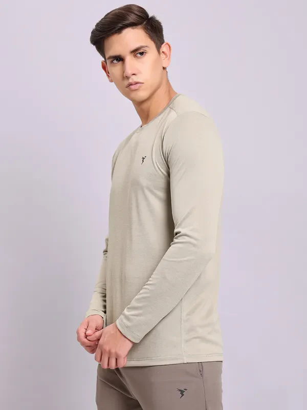 Men Melange Slim Fit Crew Neck T-shirt with DOUBLE COOL - Image 4