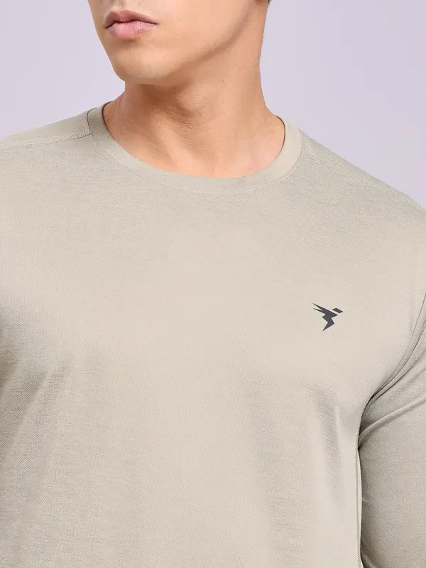Men Melange Slim Fit Crew Neck T-shirt with DOUBLE COOL - Image 5