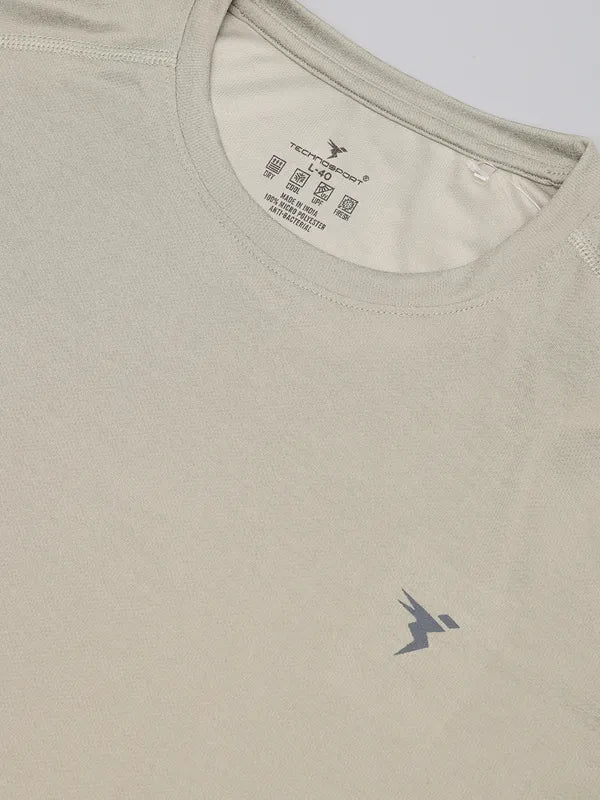 Men Melange Slim Fit Crew Neck T-shirt with DOUBLE COOL - Image 6
