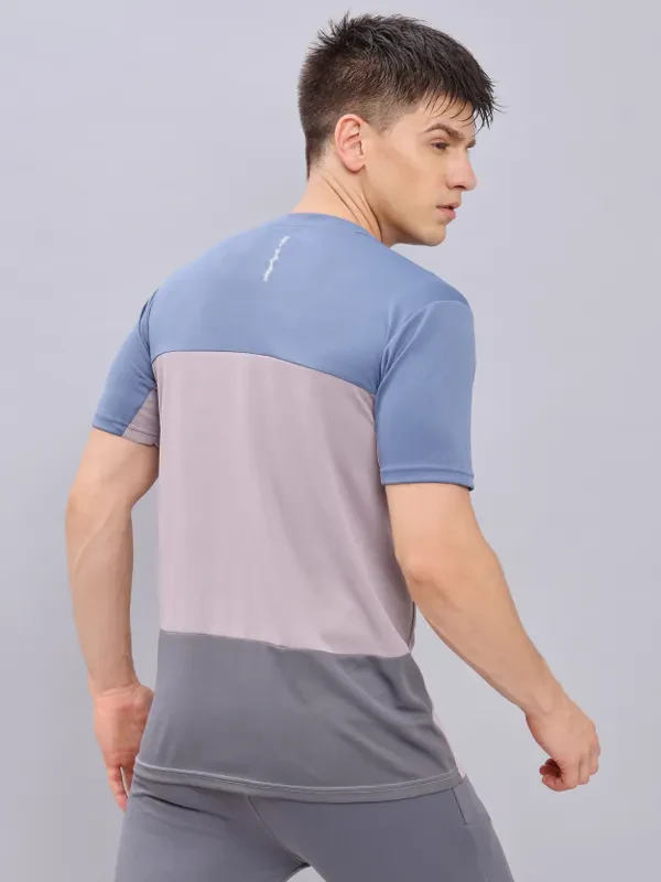 Men Colorblock Slim Fit Crew Neck T-shirt with TECHNO COOL+ - Image 3
