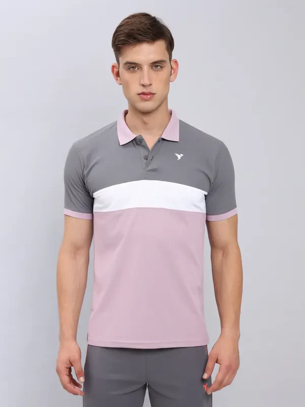 Men Colorblock Slim Fit Polo T-shirt with MATPIQ - Image 2