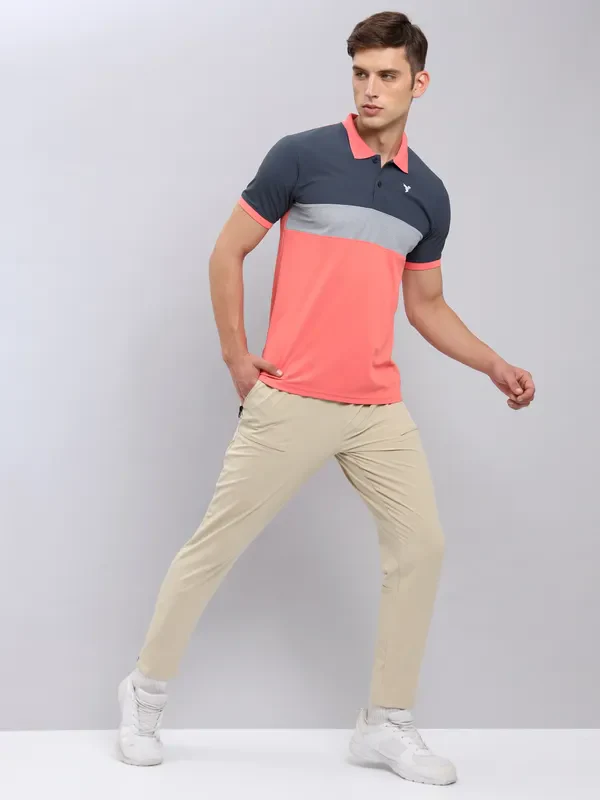 Men Colorblock Slim Fit Polo T-shirt with MATPIQ - Image 2