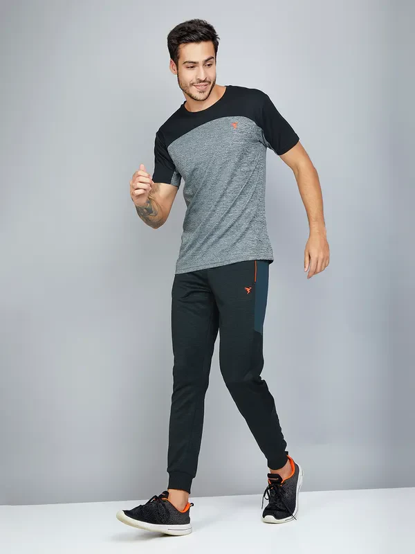 Men Melange Slim Fit Trackpants with TECHNO DRY - Image 2