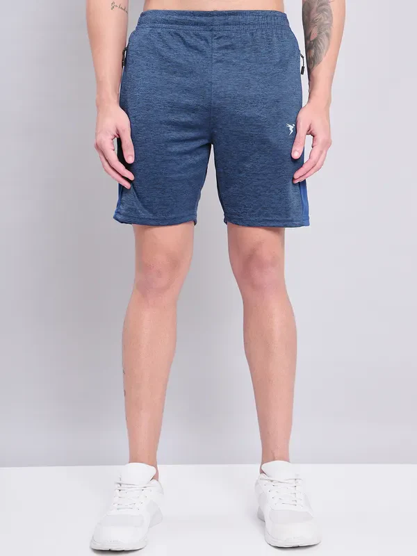 Men Melange Slim Fit Shorts with TECHNO DRY - Image 4