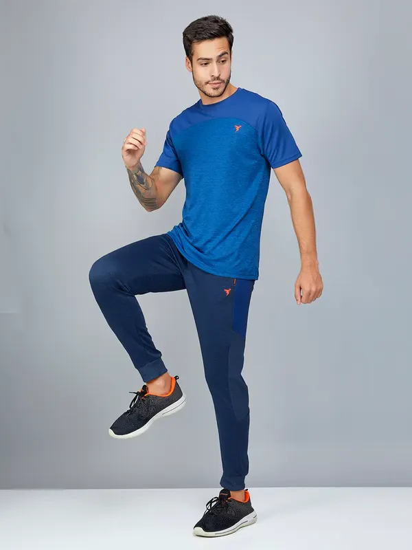 Men Melange Slim Fit Trackpants with TECHNO DRY - Image 2