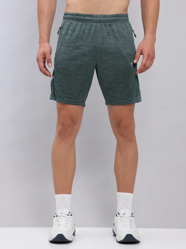 Men Melange Slim Fit Shorts with TECHNO DRY - Image 4