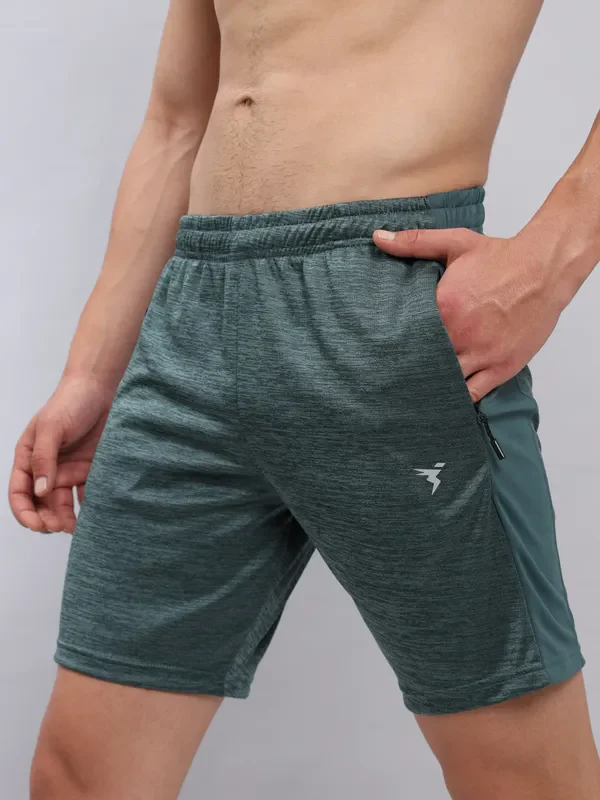 Men Melange Slim Fit Shorts with TECHNO DRY - Image 7