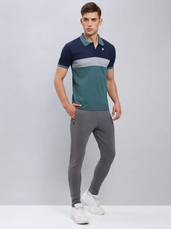 Men Colorblock Slim Fit Polo T-shirt with MATPIQ - Image 2