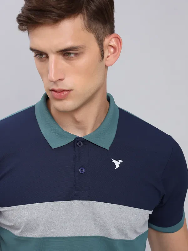 Men Colorblock Slim Fit Polo T-shirt with MATPIQ - Image 5