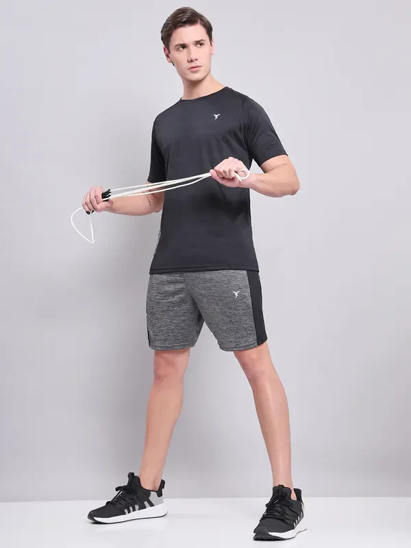 Men Melange Slim Fit Shorts with TECHNO DRY - Image 2