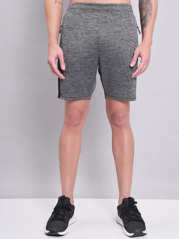 Men Melange Slim Fit Shorts with TECHNO DRY - Image 4