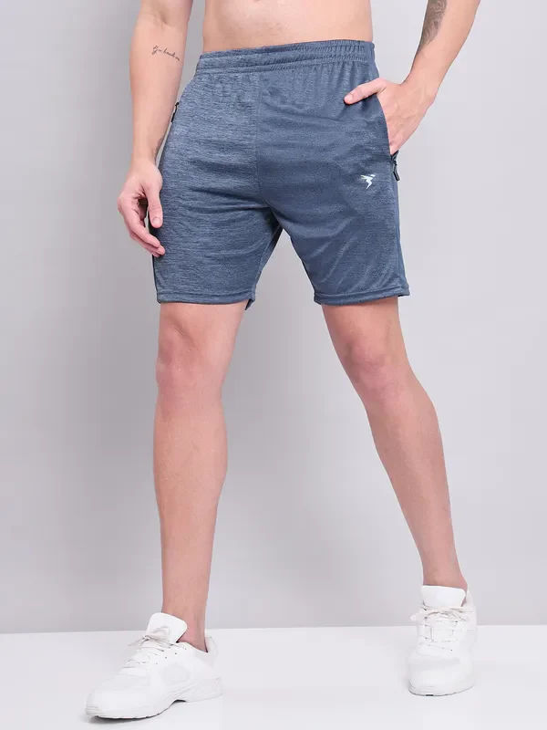 Men Melange Slim Fit Shorts with TECHNO DRY