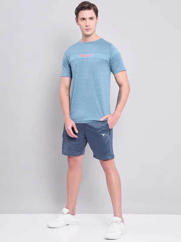 Men Melange Slim Fit Shorts with TECHNO DRY - Image 2