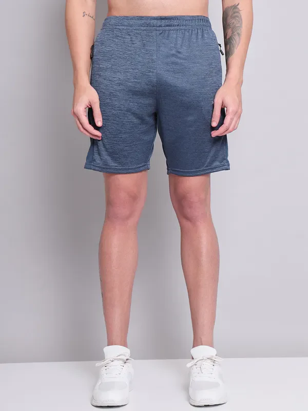 Men Melange Slim Fit Shorts with TECHNO DRY - Image 4